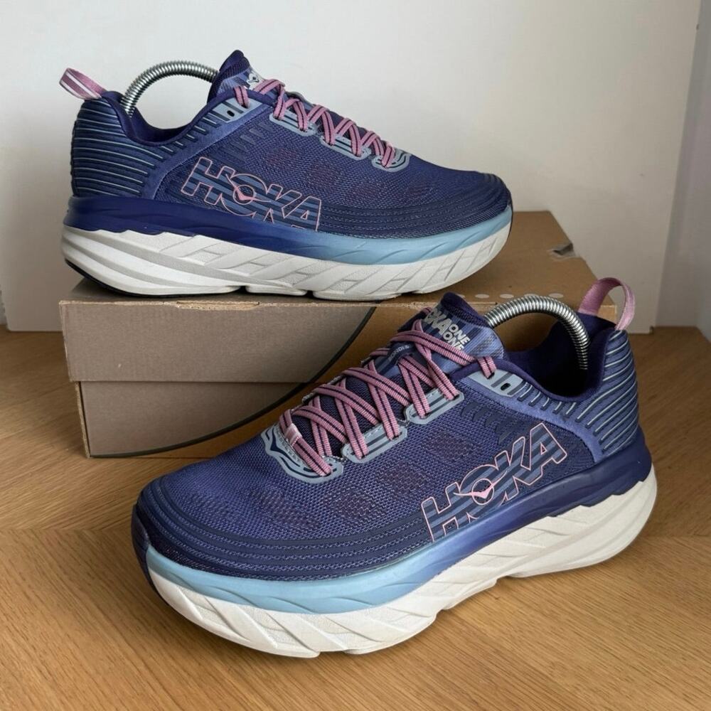 Hoka One One Bondi 6 Blue/ White Women Running Sneakers- SZ 10
